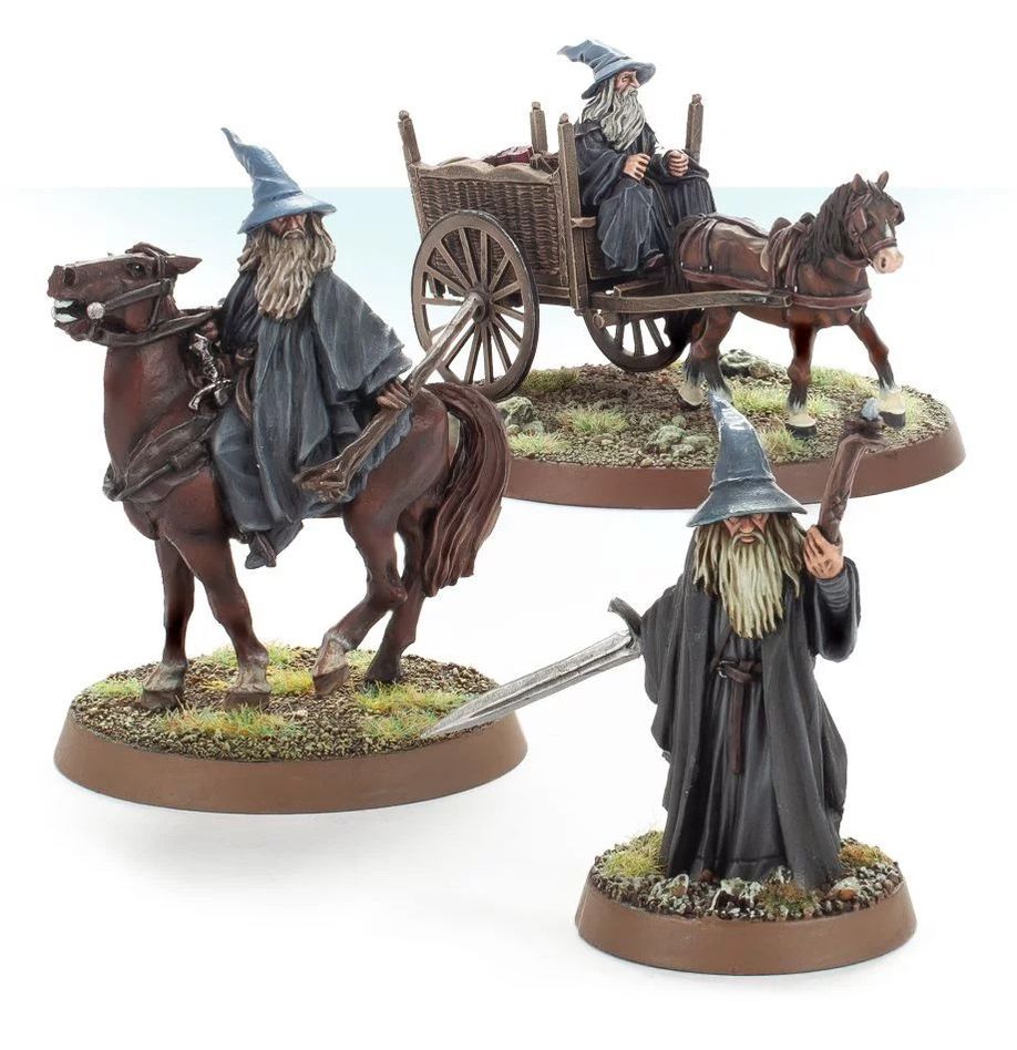 Gandalf el Gris a pie y montado en Carro
