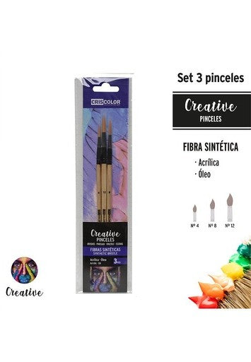 Pack Pincel Criscolor Fibra Sintetica