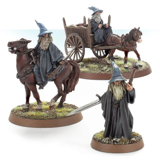 Gandalf el Gris a pie y montado en Carro