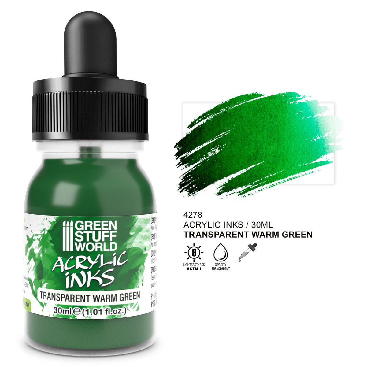 Tinta Acrilica Transparente - Verde Calido